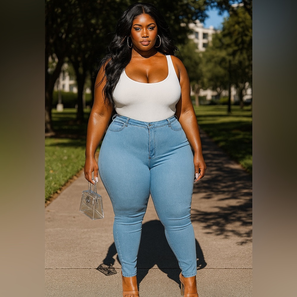 High waist plus size skinny jeans